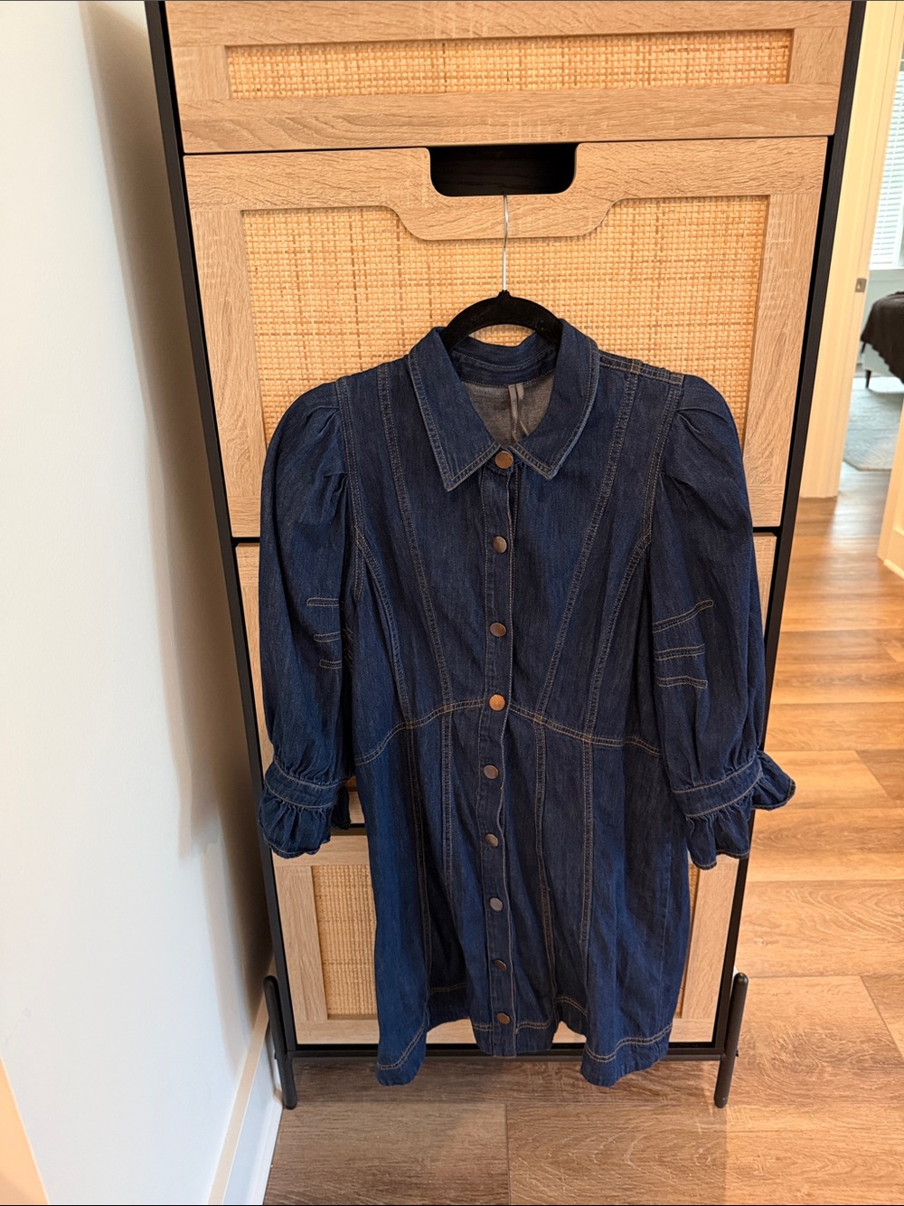 Anthropologie Deep Indigo Denim Button-Front Dress